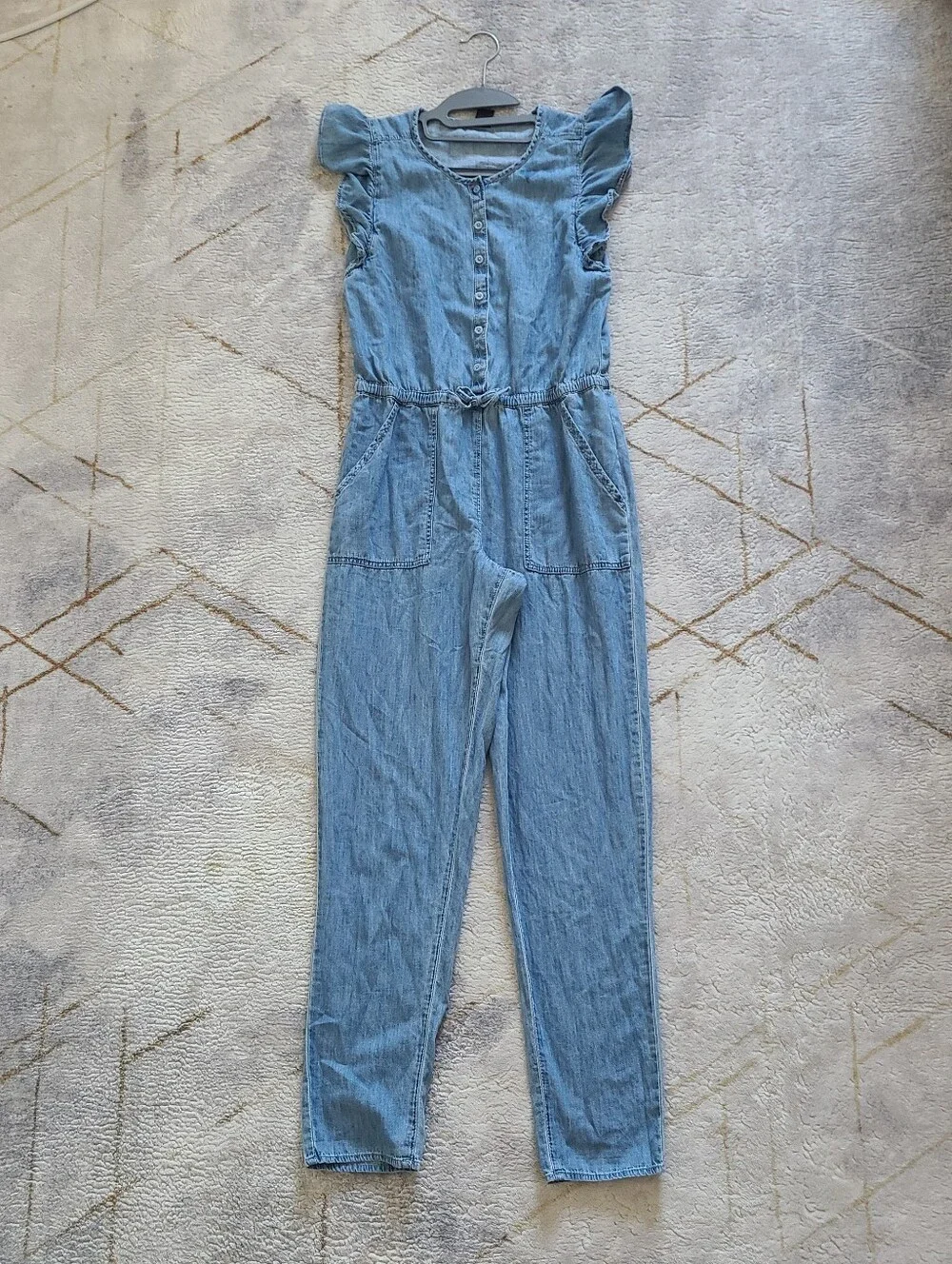 Gap denim jumpsuit girls size XXL  Pockets elastic waistband
